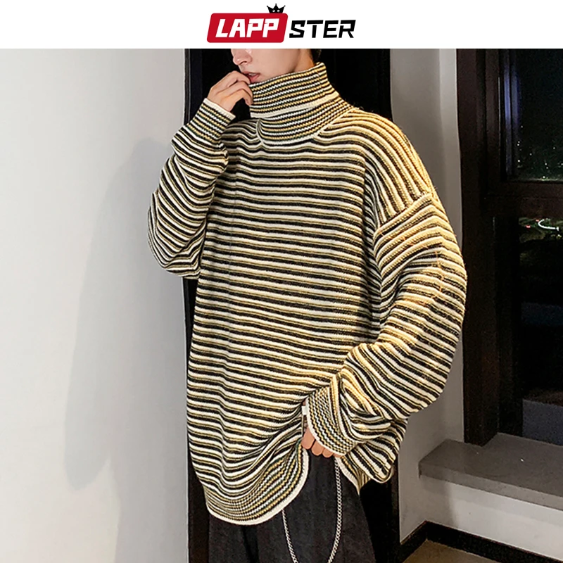Мужской полосатый свитер LAPPSTER корейский пуловер большого размера в стиле