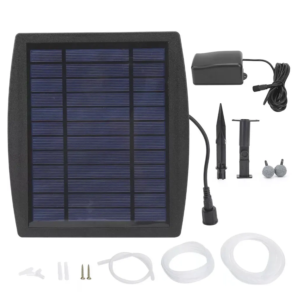 

Solar Air Pump Kit Insert Ground Water Air Pump Oxygenator Solar Aerator Oxygen Hoses Air Stone Pond Fish Tank Garden Supplies