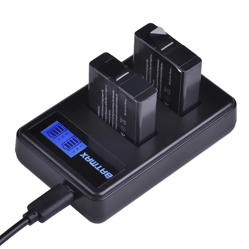 Аккумулятор внешний Batmax 2 шт. + ЖК дисплей USB двойное зарядное устройство для Gopro 5 6
