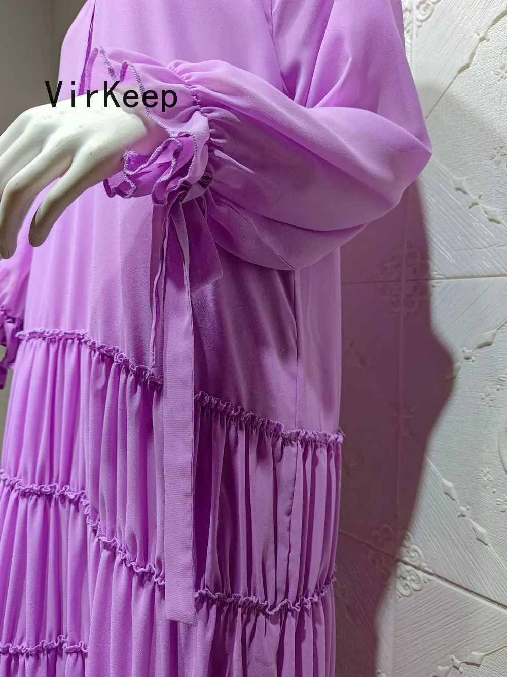 

2021 women chiffon pleated dress fashion kimono loose african dashiki malaysia arabic dubai ramadan abaya muslim gown VKDR2475