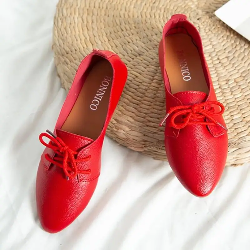FITWEE Size 35-40 Women Flat Shoes Point Toe Cross Strap Spring Summer Leisure Low Heels Female Footwear | Обувь