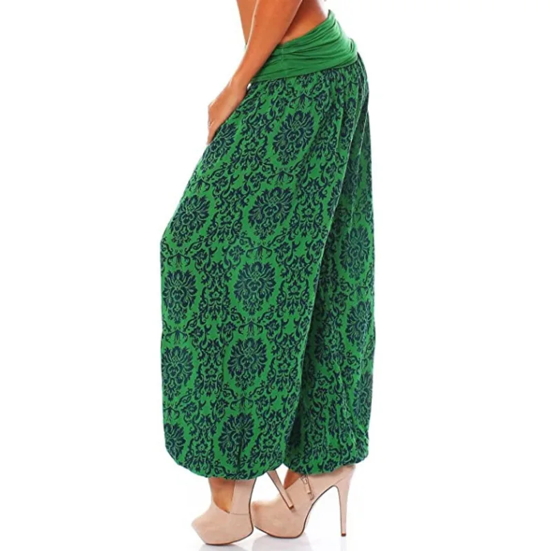 

Women Vintage Pants Floral Print Elastic Waist Plus Size Loose Leg Pant Ankle Chic Trousers Women Streetwear Harajuku Korean