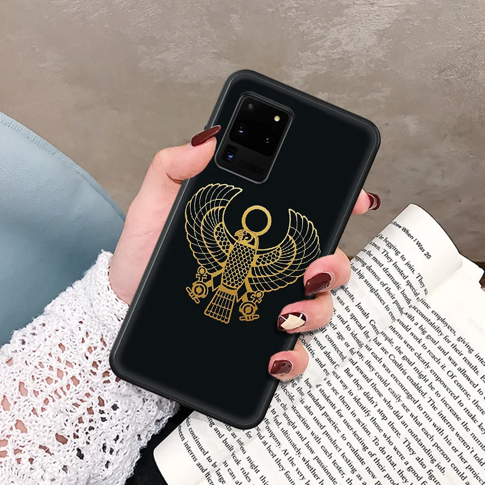 

Egypt Nefertiti Anubis Ankh Phone Case For Samsung Galaxy Note S 8 9 10 20 Plus E Lite Uitra black Shell Pretty Etui Painting