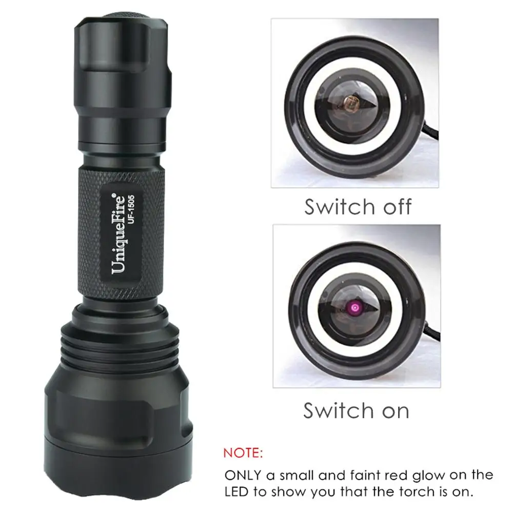 UniqueFire 1505 IR 940nm Zooming Night Vision Flashlight Invisible Light Torch with USB One-Slot Charger For Hunting | Освещение