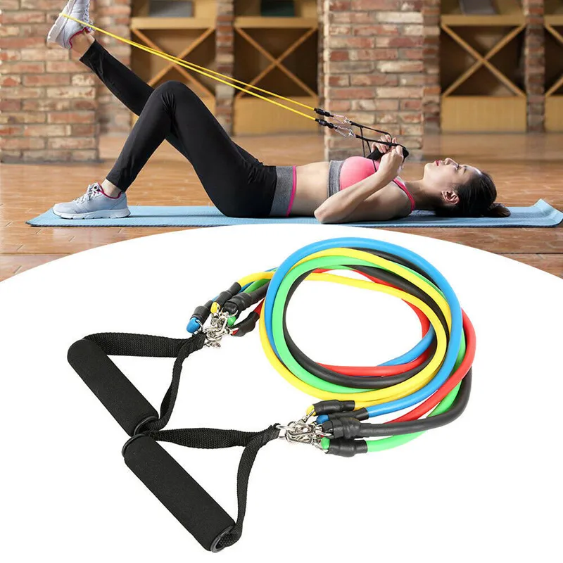 

11pcs/set Fitness Resistance Tube Band Yoga Gym Stretch Pull Up Assist Rope Straps Crossfit Training Workout Equipment
