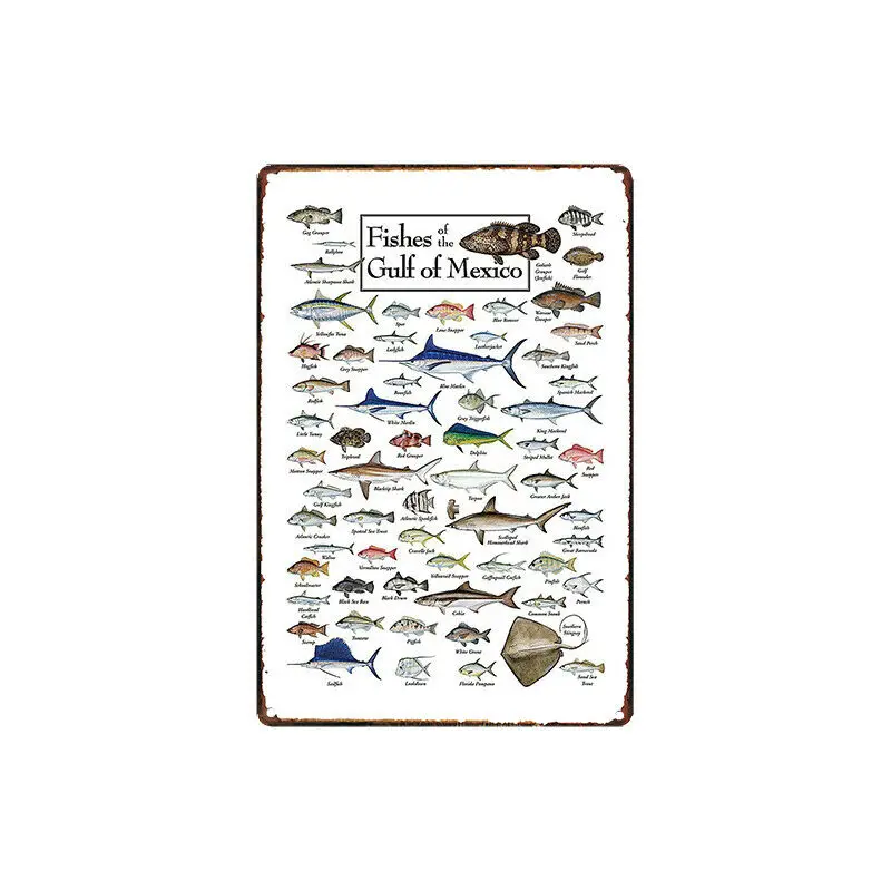 Металлический жестяной знак рыбы мексиканский Бар Паб винтажный Ретро плакат
