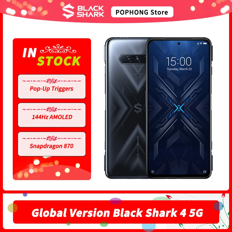 Global Version Black Shark 4 5G Gaming Phone 6.67 inch Snapdragon 870 Octa Core 48MP Camera BlackShark 4 Mobile Phone