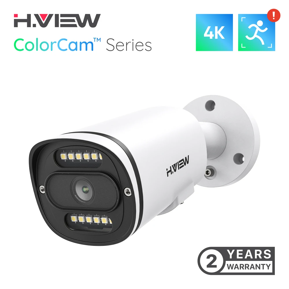 Полноцветная Ip камера ночного видения H.View 8 Мп Poe 4K видеонаблюдения s 6 МП наружная