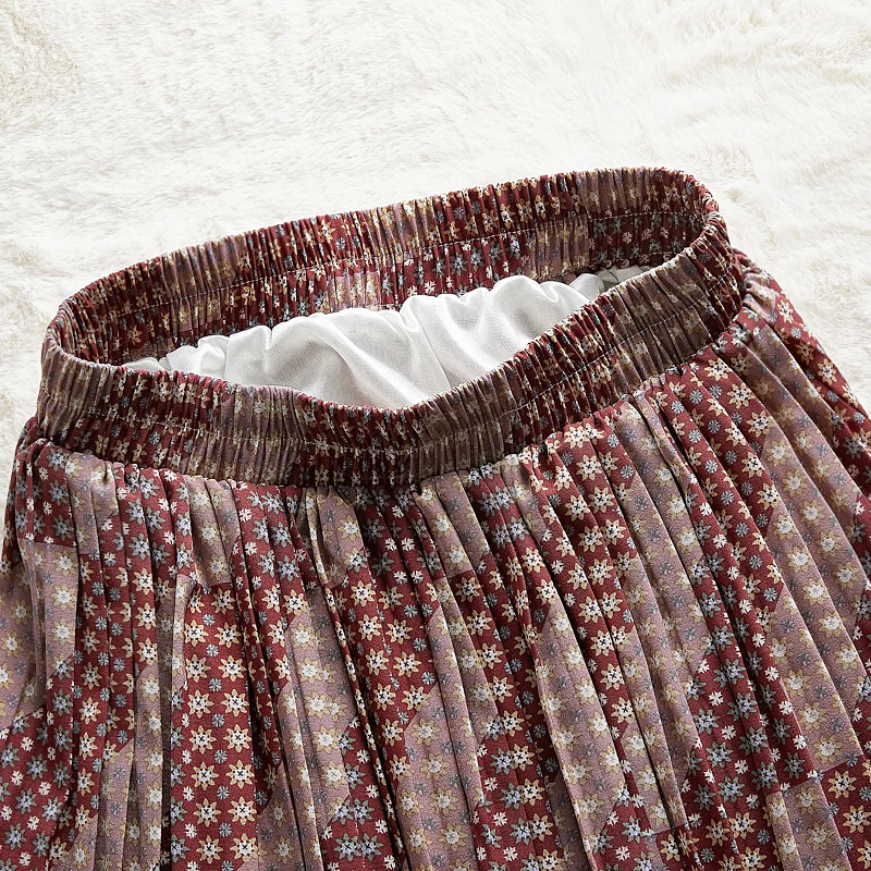 Женская Повседневная Свободная юбка с принтом весенне-летняя длинная шифоновая