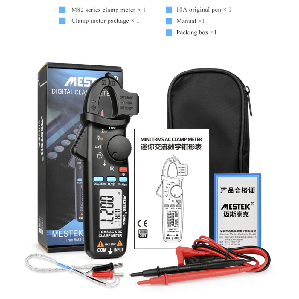 MESTEK CM82C Мини цифровой токоизмерительный прибор тестер мультиметр клещи AC DC сопротивление напряжения измерительные инструменты