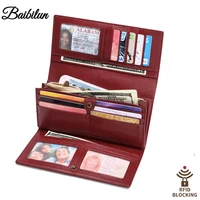 womens long wallet european and american style oil wax leather wallet large capacity female clutch bag 2021 new baibilun