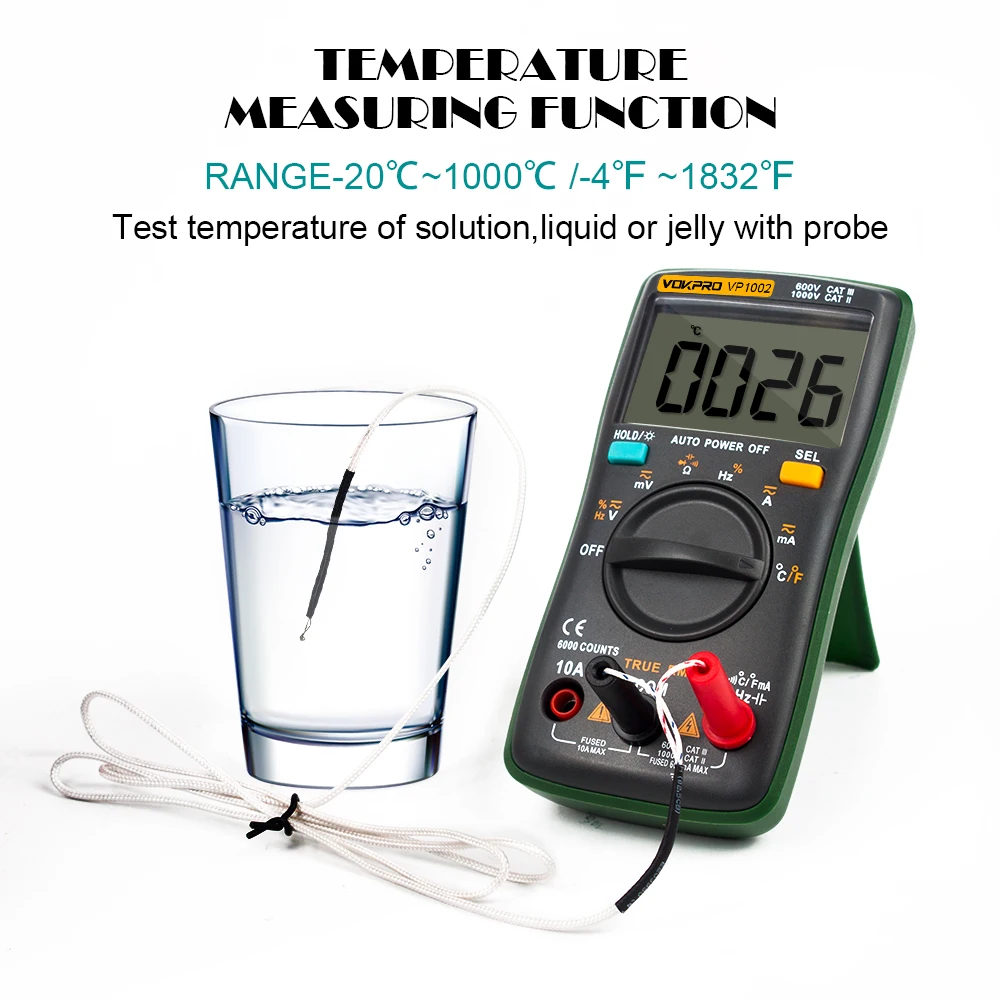 Цифровой мультиметр 6000 отсчетов подсветка AC/DC Амперметр Вольтметр Ом