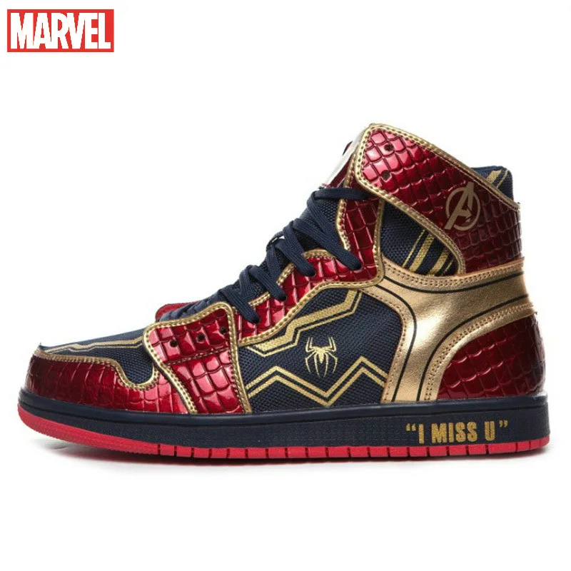 Marvel joint shoes high top men's Spider-man Captain America Iron Man sneakers and women's | Тематическая одежда и