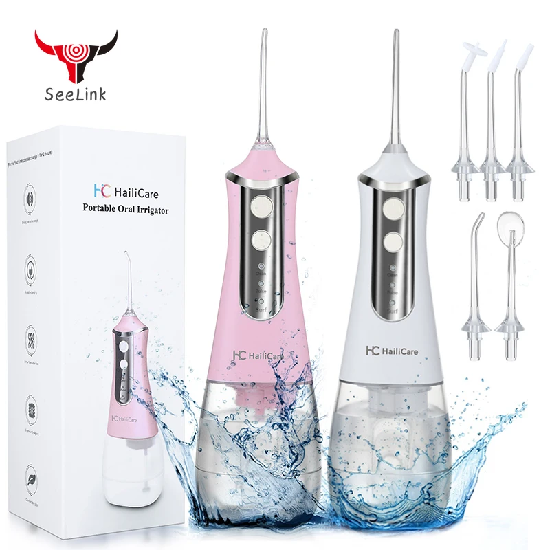

5 Modes Oral Irrigator USB Rechargeable Water Floss Portable Dental Water Flosser Jet 350ml Irrigator Dental Teeth Cleaner+5 Jet