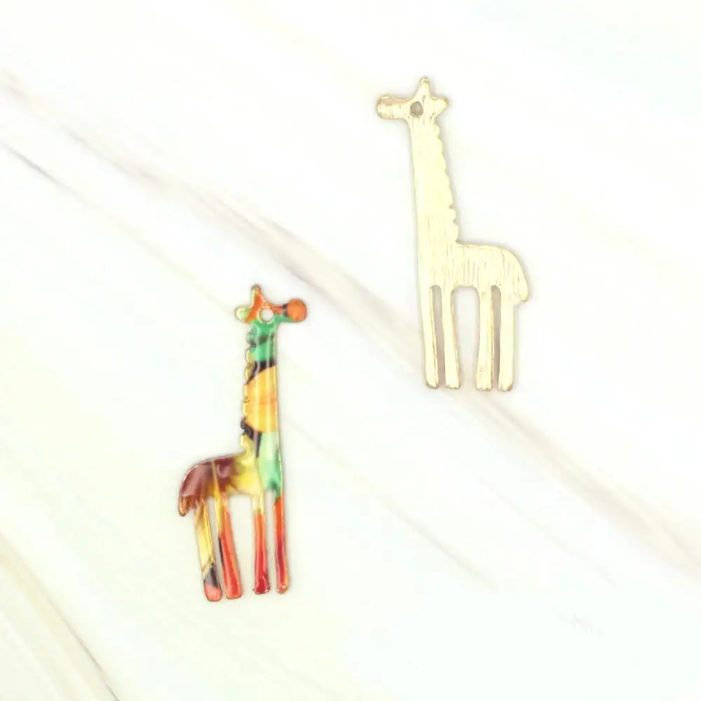 10 шт./лот корейские ювелирные изделия животные Эмаль окрашенный Жираф Сплав