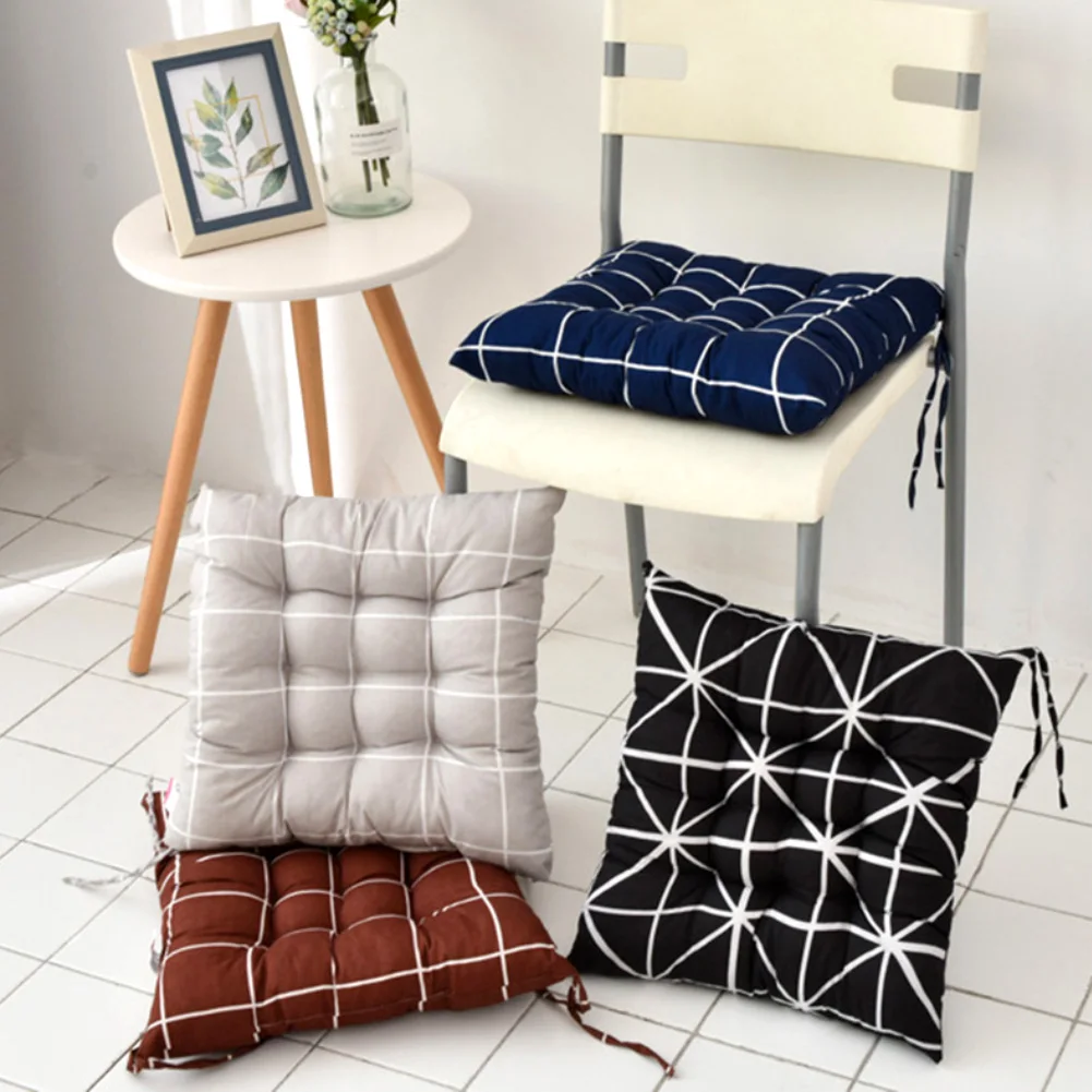 40x40cm Soft Square Stripe Seat Cushion Back Cushion Tie on Chair Cushion Sofa Seat Cushion Car Pad Pillow Home Office Cushion