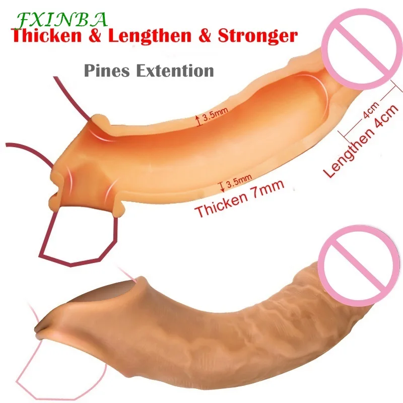 FXINBA реалистичный презервативы для Для мужчин многоразовые насадки на пенис