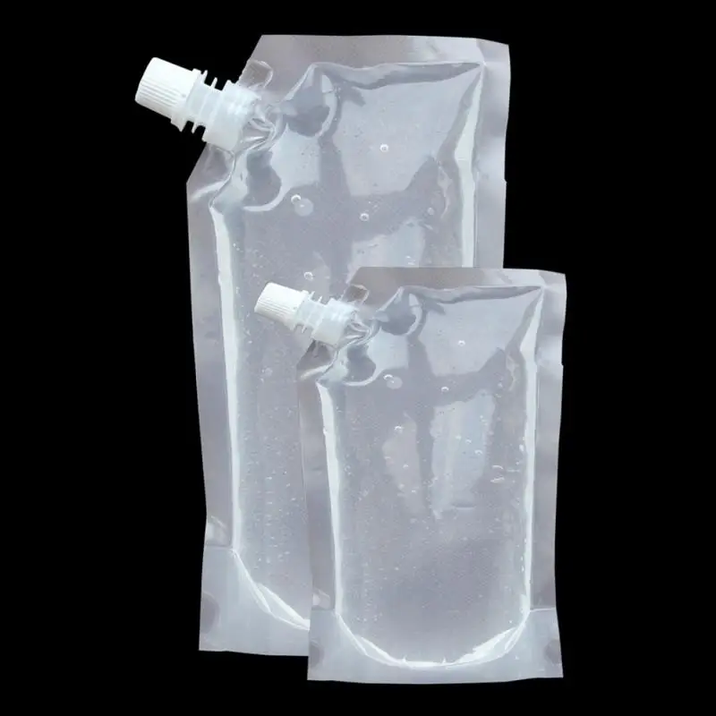 

10pcs Plastic Drinking Pouch Flasks Clear Leakproof With Funnel Water drinking Flask Bags Liquor Pouch Foldable Reusable