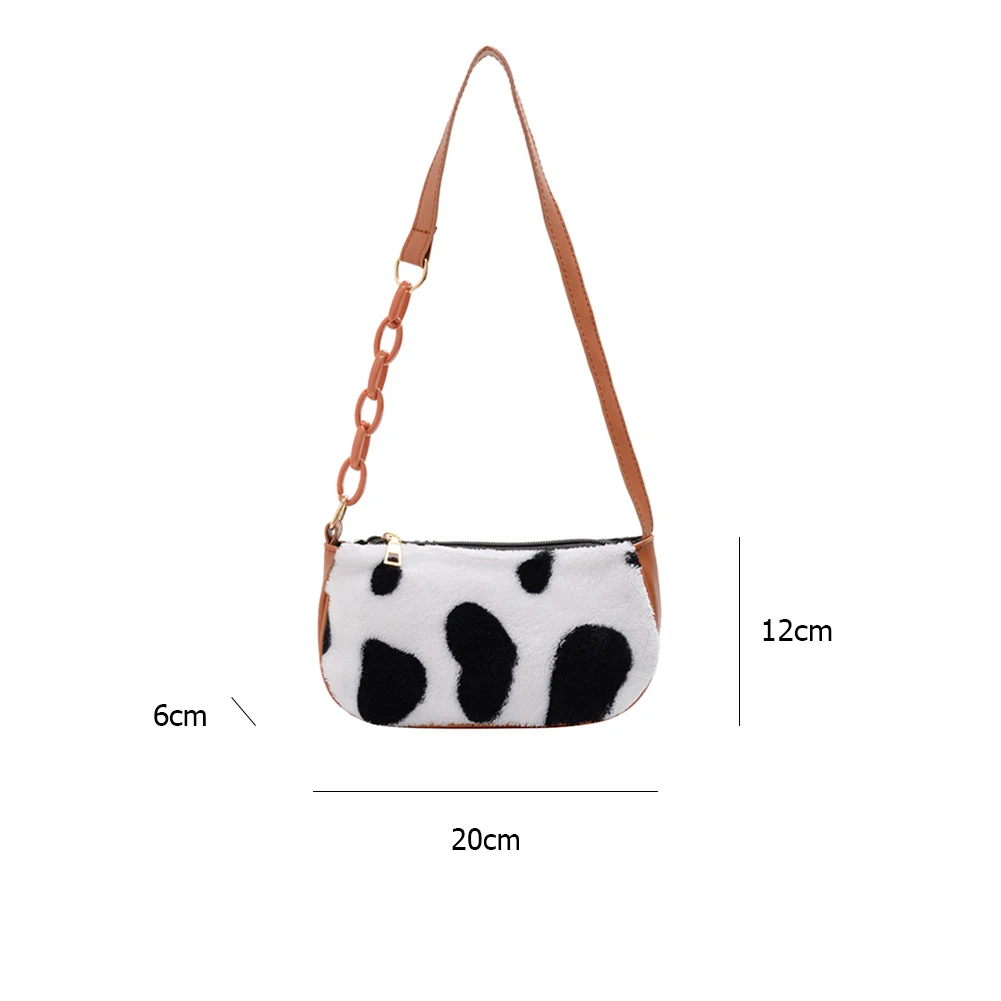 

Casual Women Handbags Cow Pattern Plush Designer Ladies Women Bags Fashionable Shoulder Messenger Bags Women 2020