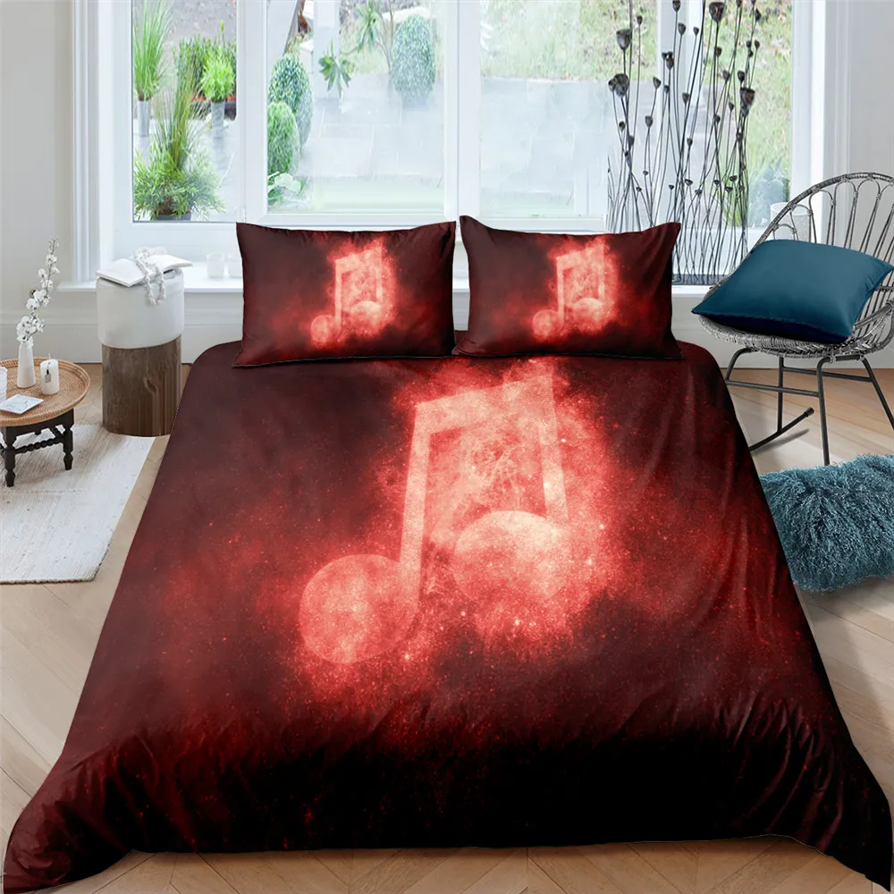 3D печать мечта музыкальная нота пододеяльник Постельное белье Queen Размеры
