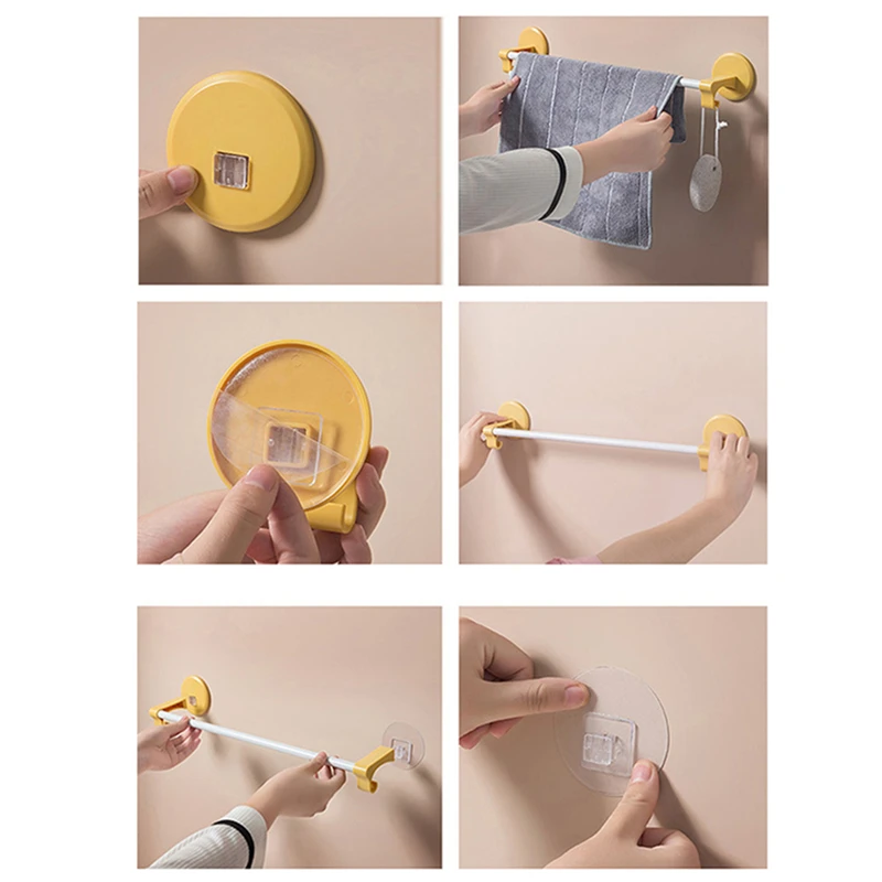 

Punch-free Shelf Bathroom Shelf Home Wall-mounted Towel Bar Nordic Minimalist Bathroom Home Storage Rack Home Bathroom Products