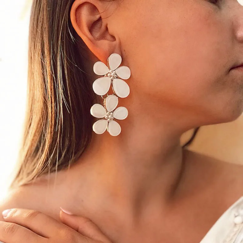 Модные изысканные Висячие серьги для женщин кристалл цветок жемчуг гламур ZA