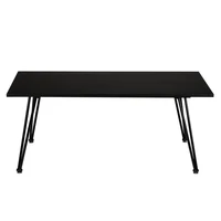 US Warehouse Artisasset Single Layer 1.5cm Thick MDF Desktop Square Pointed Iron Coffee Table Black End Table Side Table