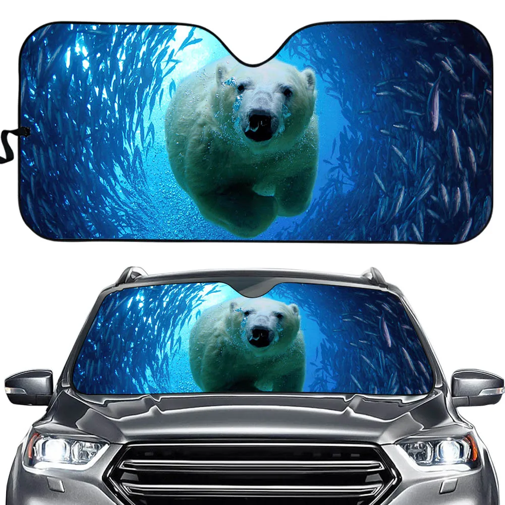 

PinUp Angel Polar Bear Printed Car Sunshade Windshield Cover Auto Accessories Universal Vehicle Gloss Sun Shade 2021 New Style