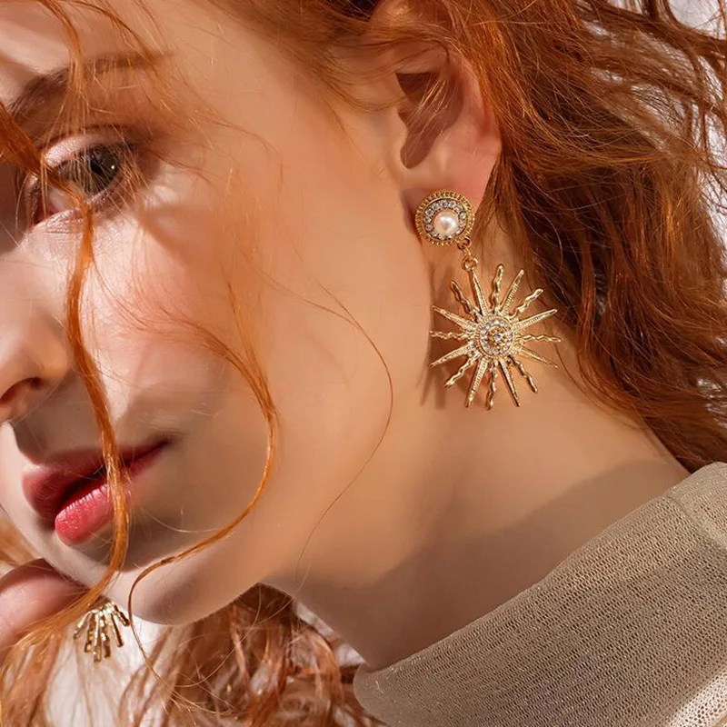 Новые роскошные женские серьги в форме подсолнечника темперамент диких