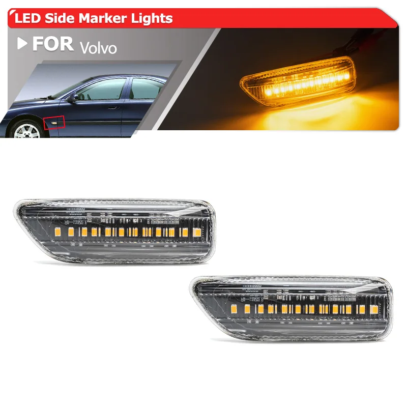

2x For Volvo S60 MK1 S80 MK1 V70 MK2 XC70 XC90 Amber Led Side Marker Blinkers Light OEM:30722641 30722642 30722644 8658945
