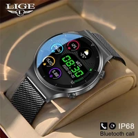 lige 2021 bluetooth call smart watch men full touch screen dial call fitness tracker waterproof man smartwatch for ios android