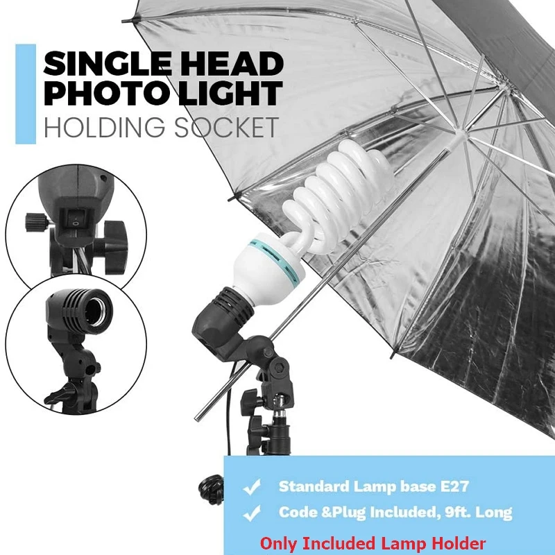 Держатель лампы E27 с одной головкой держатель для вспышки зонта фотоосвещения