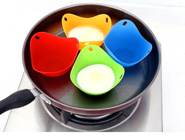 

4pc Egg Poachers Silicone Egg Cooker Kitchen Tools Pancake Cookware Bakeware Steam Eggs Plate Tray Healthy Egg Pancake