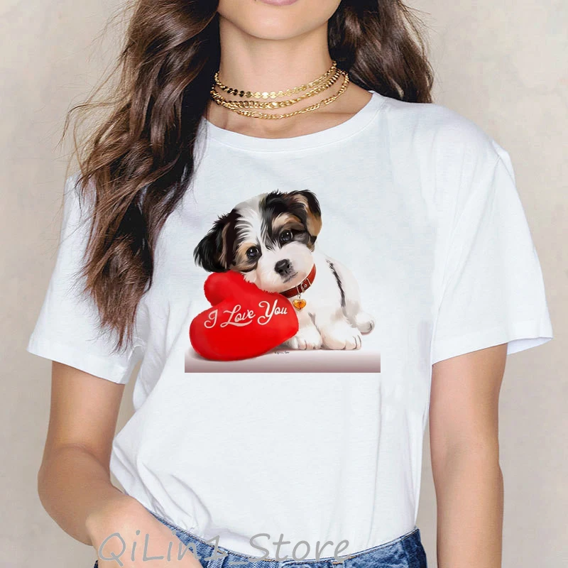 Футболка женская летняя с принтом в виде собаки | Женская одежда