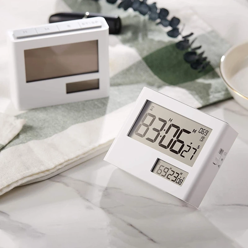 

Digital Timer with Clock, Digital Alarm Clock, Timer Mode, Electronic Timer, Timer and Clock LCD Display for Kitchen
