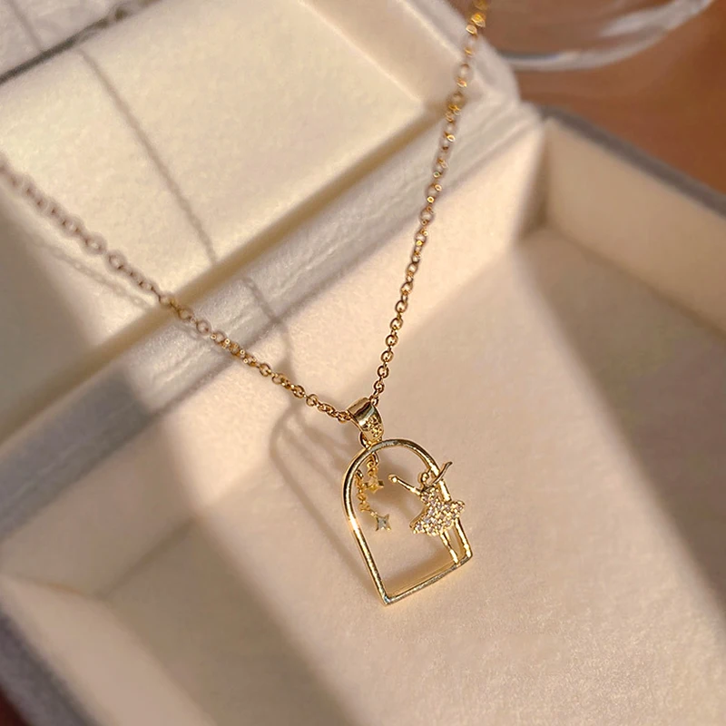 

Цепочка с кулоном женская из нержавеющей стали 316L с фианитом