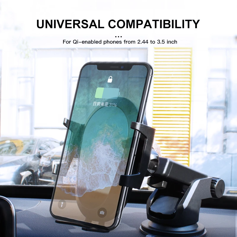 

iONCT 10W Fast Wireless Car Charger Mount For IPhone 11 XS XR X 8 Qi Charging stand Gravity Car Phone Holder for Samsung S10 S9