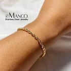 Женский плетеный браслет eManco, золотистый браслет из нержавеющей стали в стиле хип-хоп, панк, 4 мм, ожерелье золотистого цвета, модные ювелирные украшения