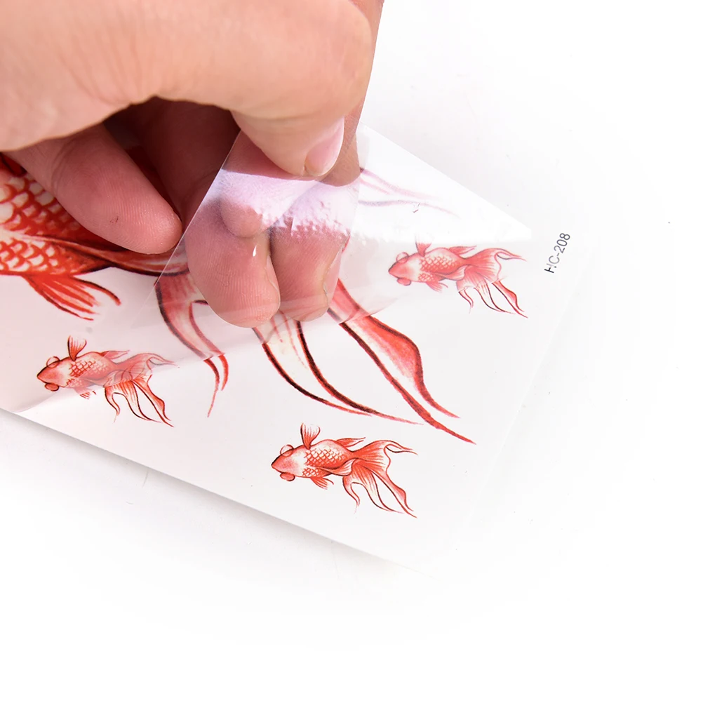 

New Waterproof Temporary Tattoo gold fish swimming goldfish tatto stickers flash tatoo fake tattoos for girl women