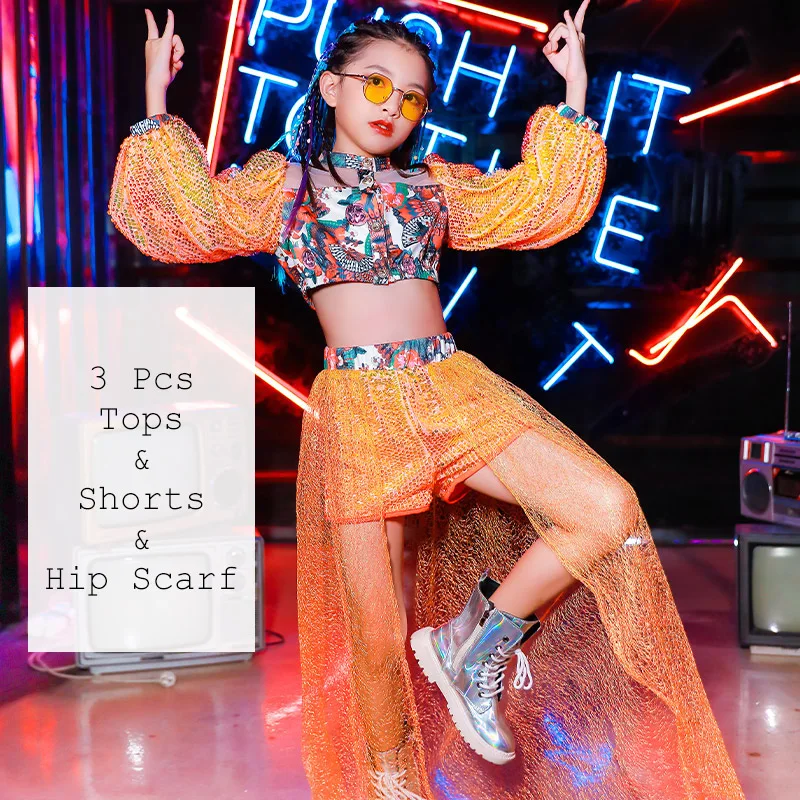 

2021 Fall Jazz Dance Clothes Cheerleader Costume Sequins Skirt Set Dancer Outfits Girls Designer Clothing Hip Hop Dance Wear