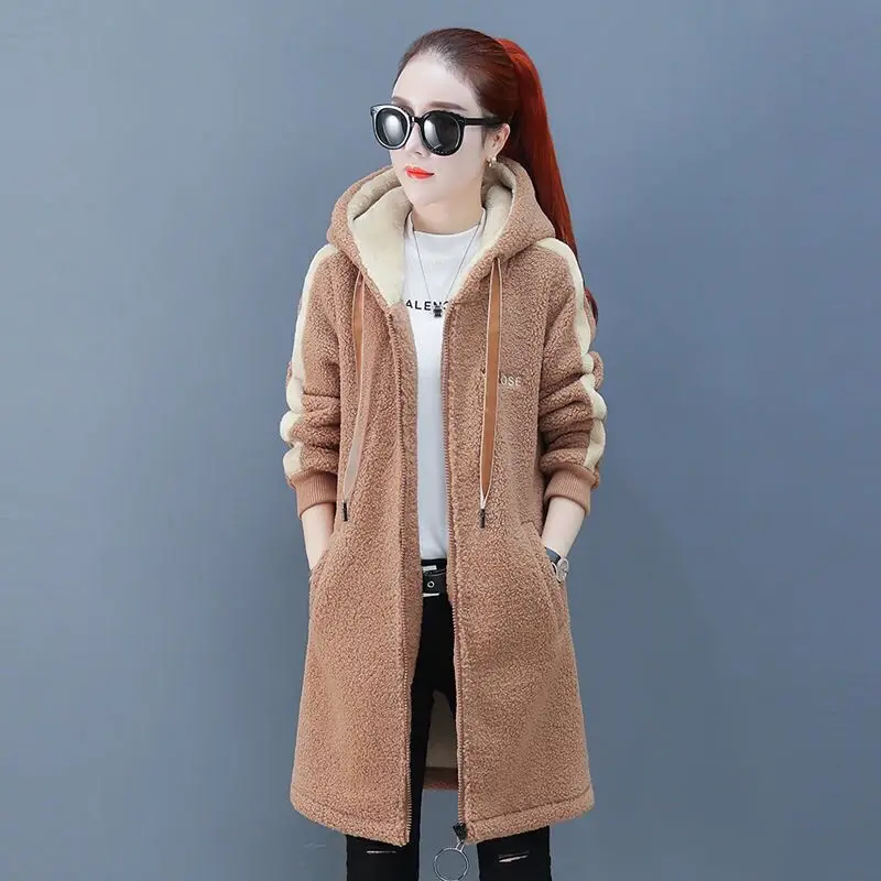 Зимняя теплая подкладка плюшевая молния меховая верхняя одежда с капюшоном