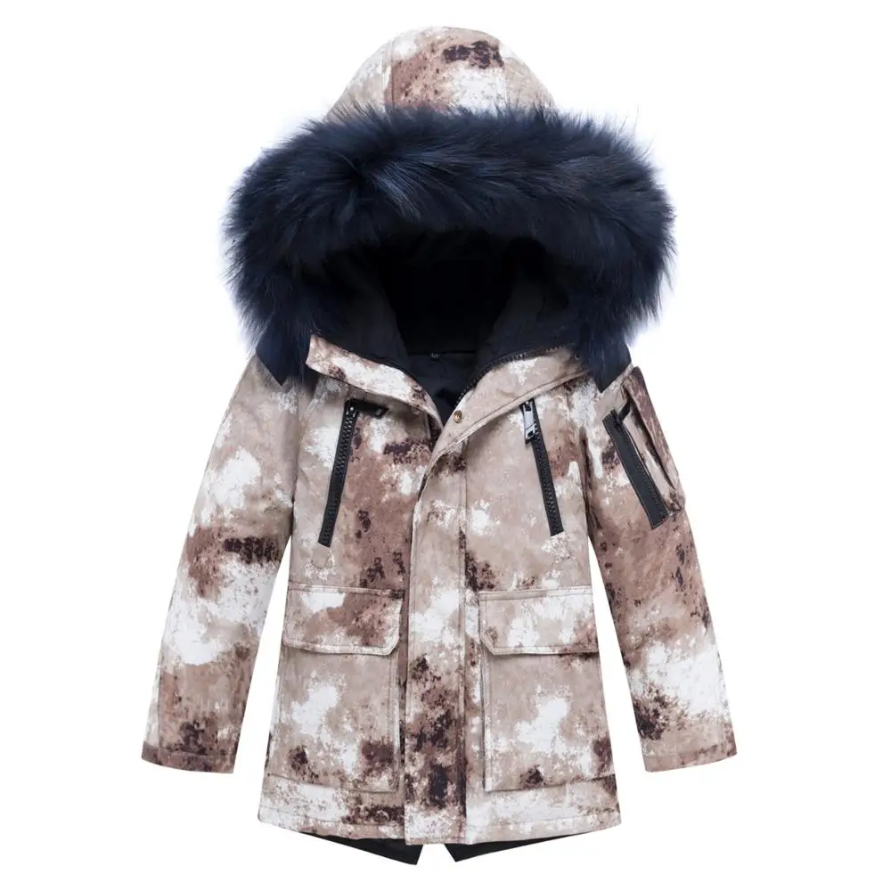 Новинка зимняя теплая пуховая куртка для девочек и мальчиков камуфляжная одежда