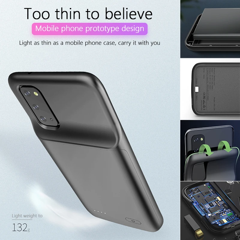 

New 4800/6000mAh Power Bank Battery Charger Case For Samsung Galaxy S20 Plus External Battery Case For Samsung S20 Ultra Plus