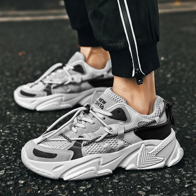 

New Summer Running Shoes Men Couple Chunky Sneaker Women Breathable Mesh Sports Shoes Thick Sole Walking Shoes Zapatillas Hombre