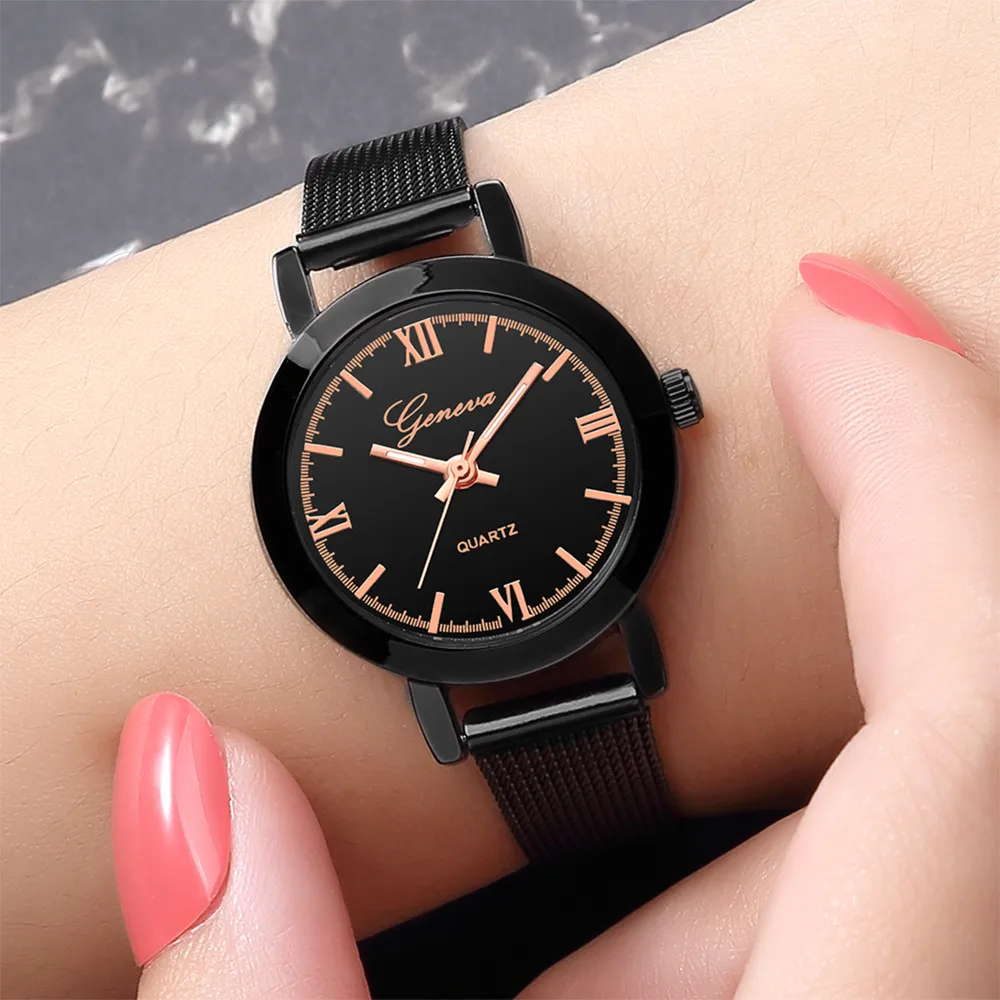 Роскошные Для женщин Нержавеющая сталь часы аналоговые кварцевые браслет
