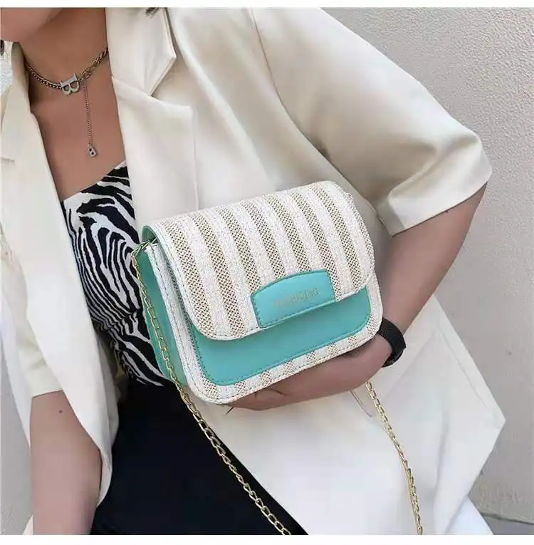 

2021 Korean woven bag trendy fashion shoulder bag ins diagonal saddle bag