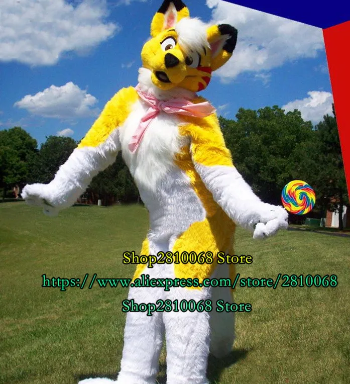 Высокое качество длинный пушистый &quotЛиса&quot &quotВолк&quot Собака Хаски маскарадный