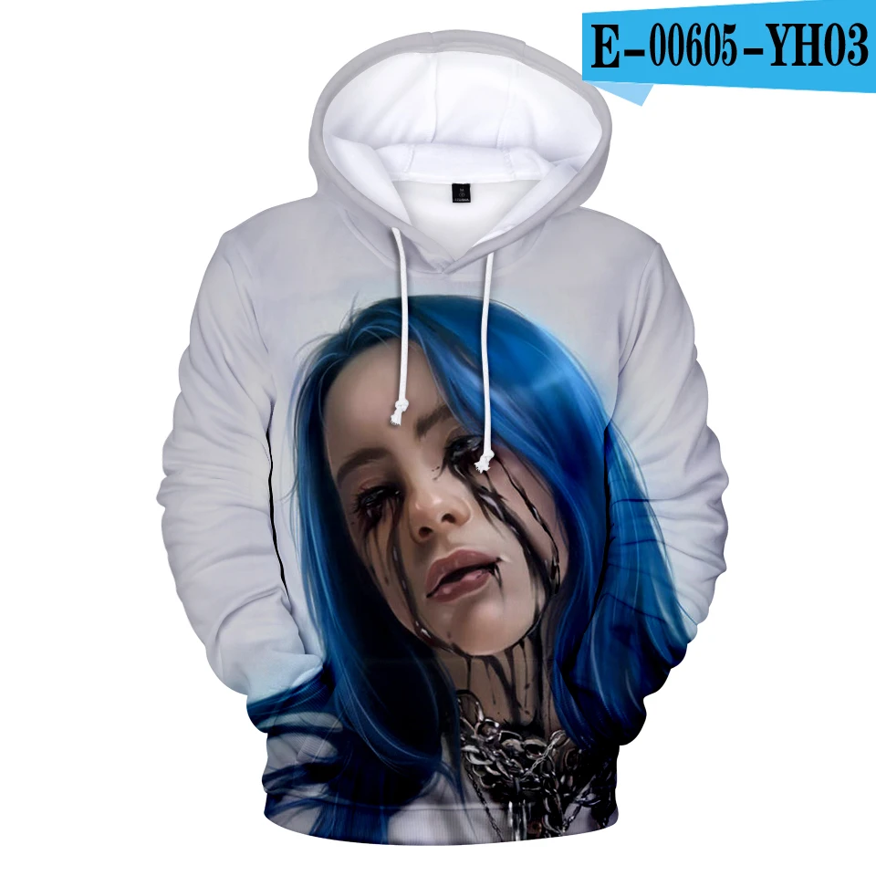 Лидер продаж, худи Billie Eilish, свитшоты, Новое поступление, мужские и женские пуловеры для девочек, осенне-зимние свитшоты Billie Eilish - Цвет: 3D