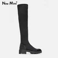 2021 slim stretch lycra platform knee high boots warm fur winter boots women ladies long boots winter shoes over the knee boots