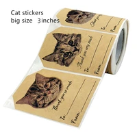 250 cat cute thank you sticker rolls kawaii packaging labe gift sealing stickers office stationery